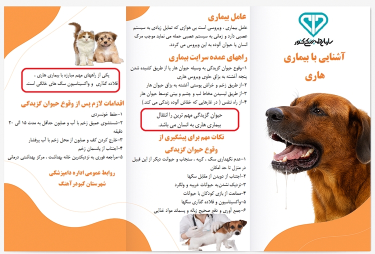 بروشور آشنایی با بیماری هاری